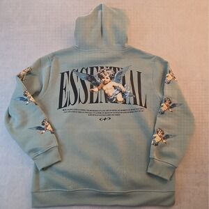 RGSTR Men's Fleece Pullover Hoodie Cherubs Essential Graphic Pockets Sage M